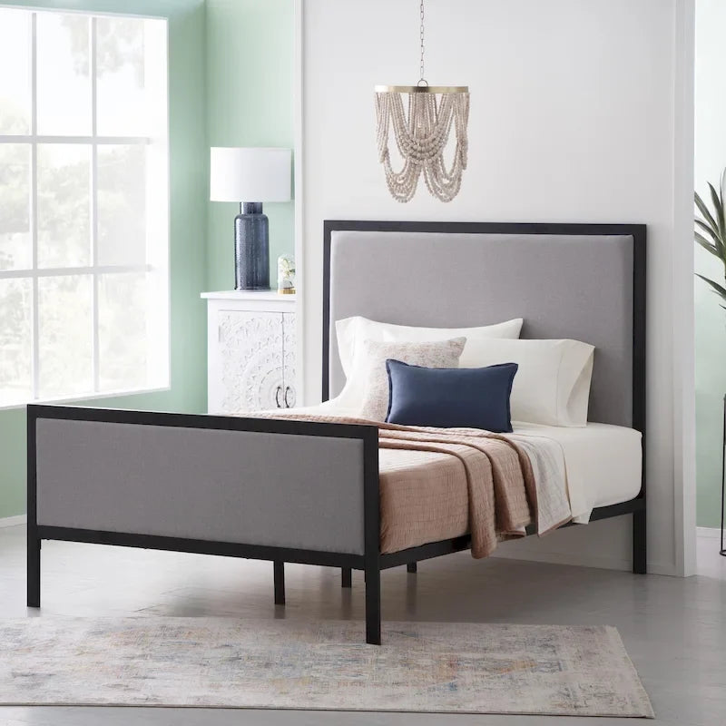 New Heights Clarke Metal and Upholstered Bed