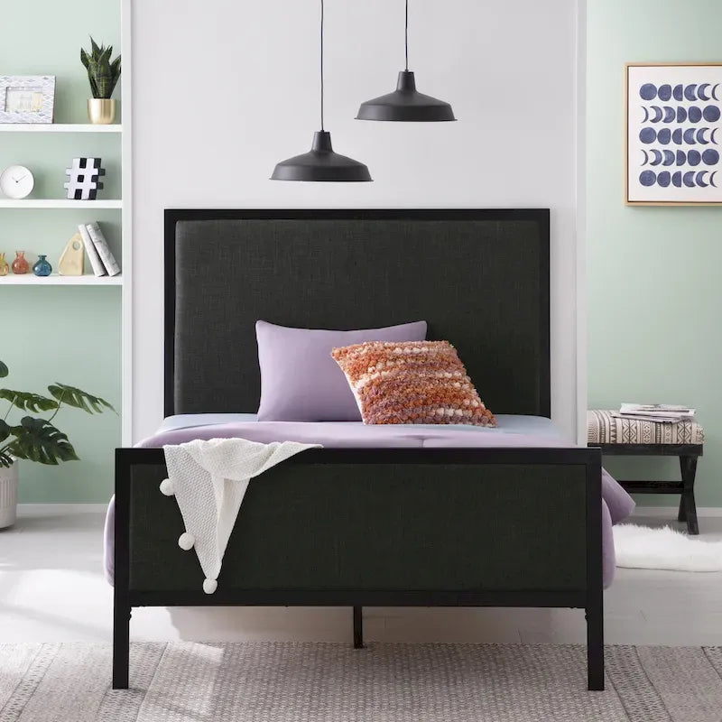 New Heights Clarke Metal and Upholstered Bed