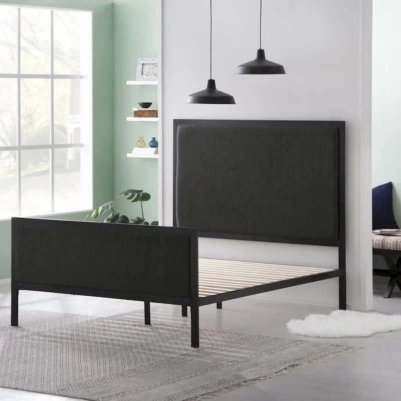 New Heights Clarke Metal and Upholstered Bed