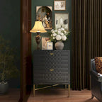 Clihome 2-Drawer Storage High Gloss Nightstand End Table