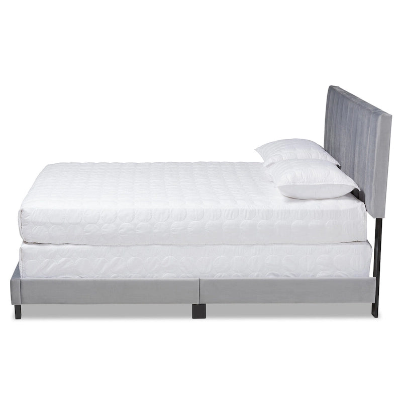 Silver Orchid Sten Glam and Luxe Upholstered Panel Bed with Headboard