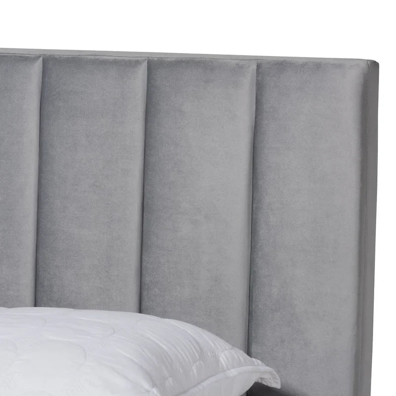 Silver Orchid Sten Glam and Luxe Upholstered Panel Bed with Headboard