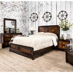 Furniture of America Wigh Rustic Walnut Solid Wood Panel Bed