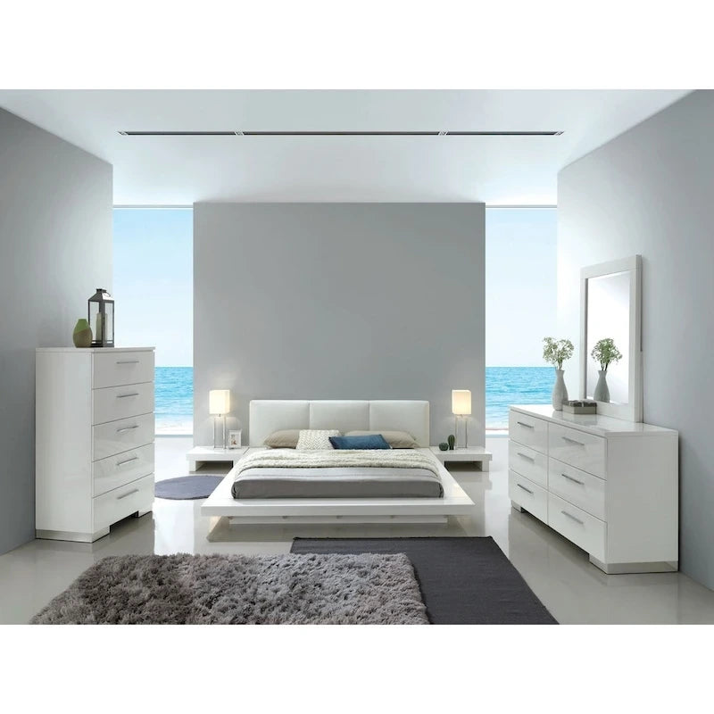 Carbon Loft Ballingham Gloss White Low Profile Upholstered Bed