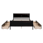 Full Size Wood Platform Bed with 4 Drawers and Streamlined Headboard