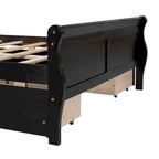 Full Size Wood Platform Bed with 4 Drawers and Streamlined Headboard