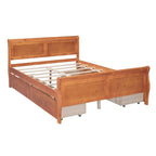 Full Size Wood Platform Bed with 4 Drawers and Streamlined Headboard