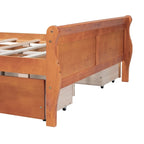 Full Size Wood Platform Bed with 4 Drawers and Streamlined Headboard