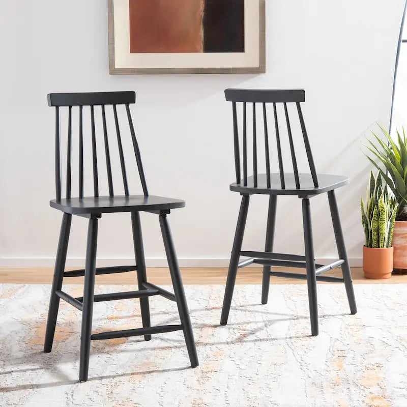 SAFAVIEH Zillah 24-inch Spindle Farmhouse Counter Stool (Set of 2) - 17.7 x 20.5 x 39.1 - 18Wx21Dx39H