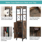 Wood Tall Bathroom Linen Cabinet Small Bathroom Storage Corner Floor Cabinet with Doors and Shelves Toilet Paper Holder