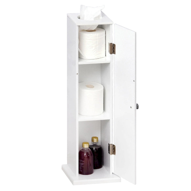 HomCom Vertical White Bathroom Storage Cabinet - 7.75*7.75*25.75