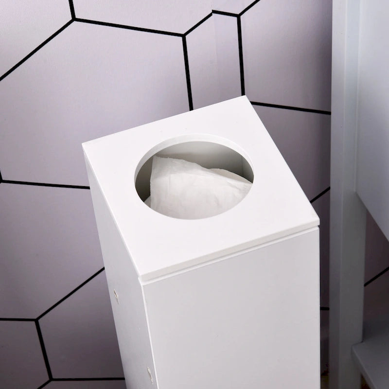 HomCom Vertical White Bathroom Storage Cabinet - 7.75*7.75*25.75