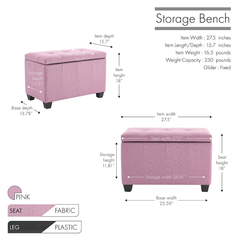 Porthos Home Vivi Fabric Flip Top Storage Bench