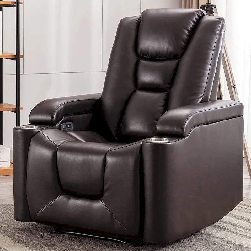 Power Leather Recliner Chair Home Theater Seating Soft