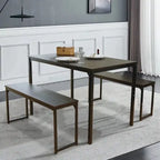 3 Piece Kitchen Table Set with Two Benches Dining Room Table Set 4
