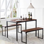 3 Piece Kitchen Table Set with Two Benches Dining Room Table Set 4