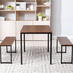 3 Piece Kitchen Table Set with Two Benches Dining Room Table Set 4