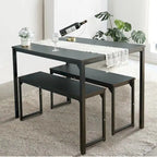 3 Piece Kitchen Table Set with Two Benches Dining Room Table Set 4