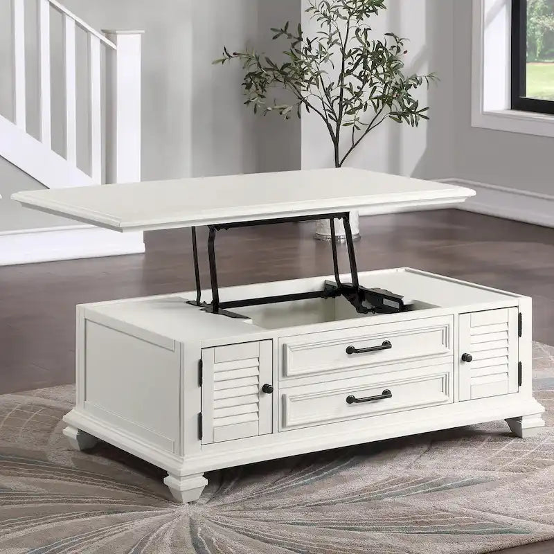 Steve Silver Castana Modern Farmhouse Soft White Lift-top Coffee Table