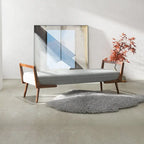 Donatello Mid Century Modern Fabric Upholstered Bench in Grey