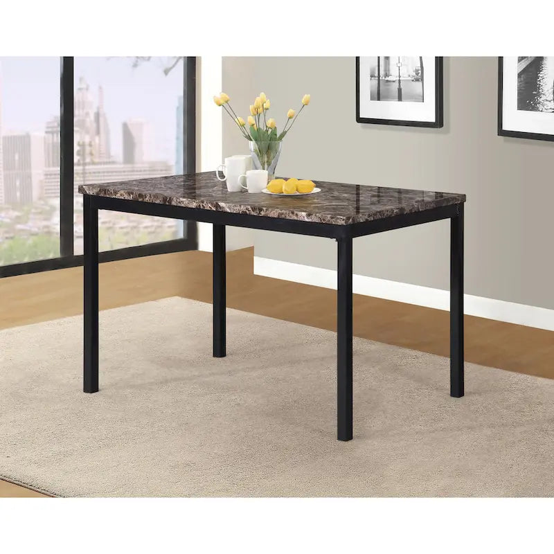Roundhill Furniture Citico Metal Faux Marble Top 5-piece Dinette Set