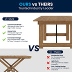 8' x 40 Rectangular Antique Rustic Solid Pine Folding Farm Table - 96D x 40W x 30H