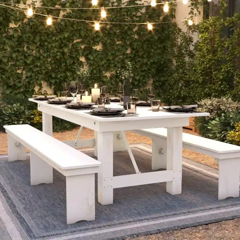 8' x 40 Rectangular Antique Rustic Solid Pine Folding Farm Table - 96D x 40W x 30H