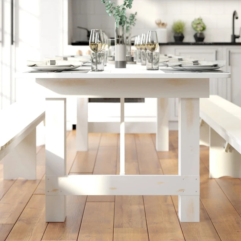 8' x 40 Rectangular Antique Rustic Solid Pine Folding Farm Table - 96D x 40W x 30H