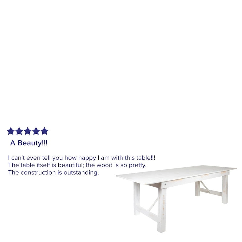 8' x 40 Rectangular Antique Rustic Solid Pine Folding Farm Table - 96D x 40W x 30H