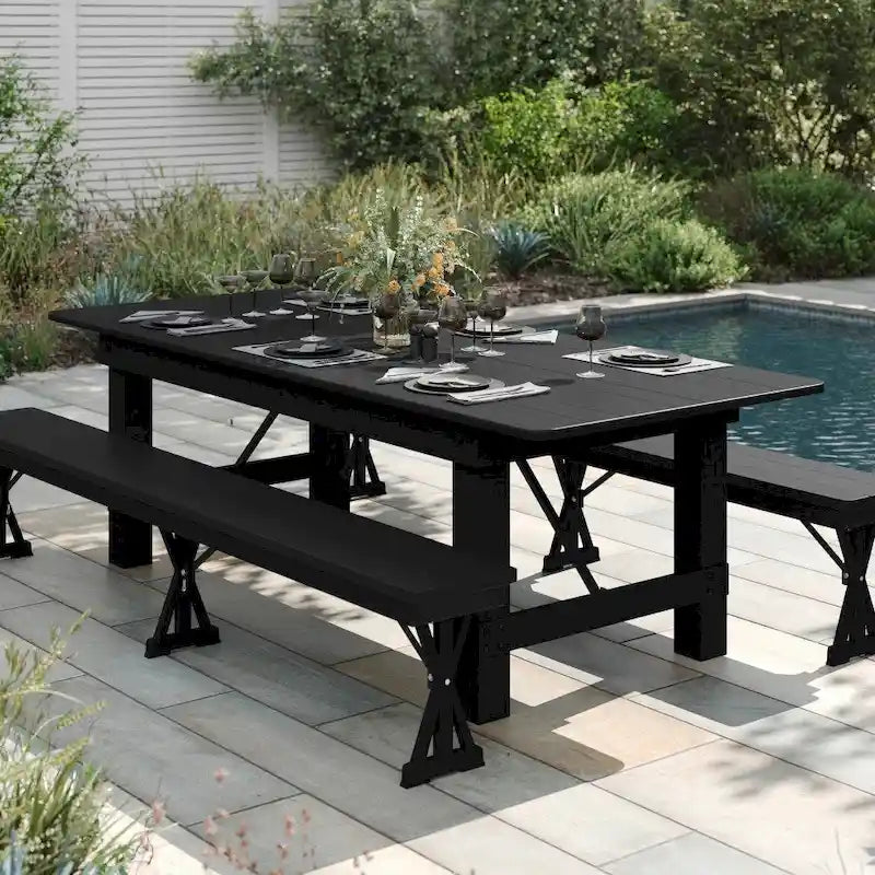 8' x 40 Rectangular Antique Rustic Solid Pine Folding Farm Table - 96D x 40W x 30H