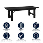 8' x 40 Rectangular Antique Rustic Solid Pine Folding Farm Table - 96D x 40W x 30H
