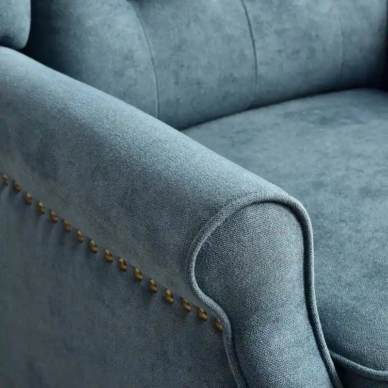Push Back Recliner with Tufted Back and Wooden Legs