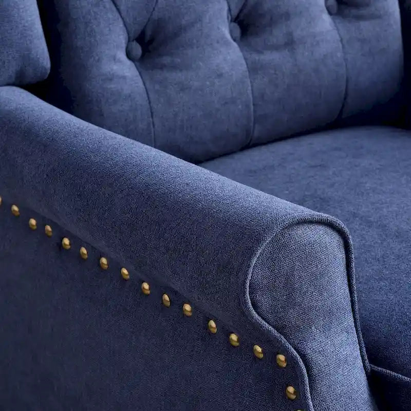 Push Back Recliner with Tufted Back and Wooden Legs