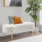 Ottoman Bench,upholstered bed bench Entryway Bench with Golden Metal Legs for Living Room - 45.7*15.4