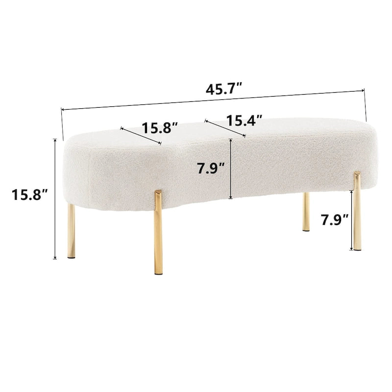 Ottoman Bench,upholstered bed bench Entryway Bench with Golden Metal Legs for Living Room - 45.7*15.4