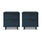 Manhattan Comfort Granville Mid Century Solid Wood 2 Drawer Nightstand Set of 2