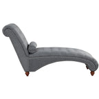Modern Armless Velvet Chaise Lounge Indoor Chair with 1 Bolster Pillow