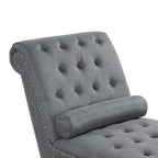 Modern Armless Velvet Chaise Lounge Indoor Chair with 1 Bolster Pillow