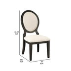 20 Inch Dining Chair, Set of 2, Oval Padded Back, Polylinen Cream Fabric