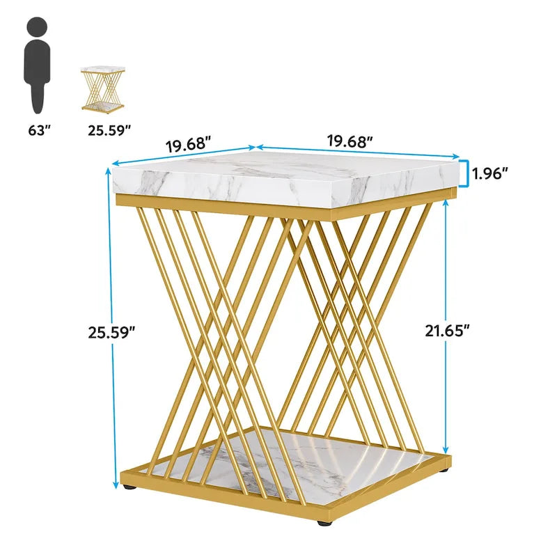 Square End Table,Mid-century Modern Bed Side Tables, Accent Table Living Room