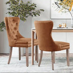 CHUN YI Faux Leather Modern Button Rivet Wing-back Dining Chair (Set of 2)