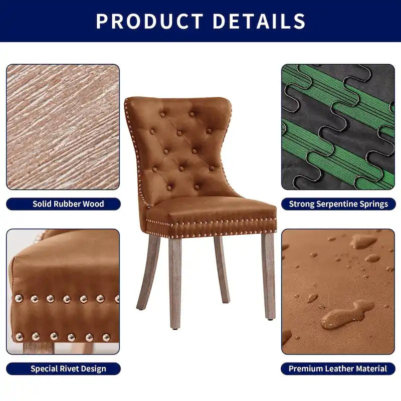 CHUN YI Faux Leather Modern Button Rivet Wing-back Dining Chair (Set of 2)