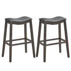 Gymax Set of 2 Saddle Bar Stools Bar Height Kitchen Chairs w/ Rubber