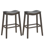 Gymax Set of 2 Saddle Bar Stools Bar Height Kitchen Chairs w/ Rubber