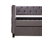 Full Size Velvet Daybed Upholstered Sofa Bed With Wheels, Button And Copper Nail