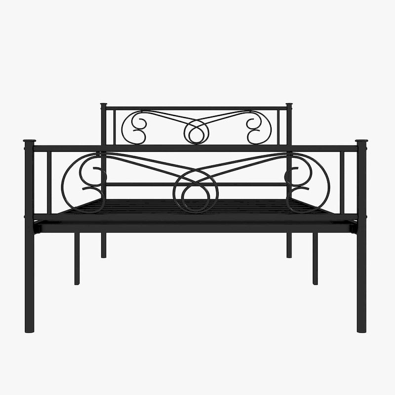Bed Frame with Storage, with Vintage Pattern Headboard and Footboard, Load Up to 800Lbs