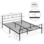 Bed Frame with Storage, with Vintage Pattern Headboard and Footboard, Load Up to 800Lbs
