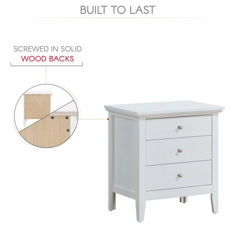 Glory Furniture Hammond 3 Drawer Nightstand , White