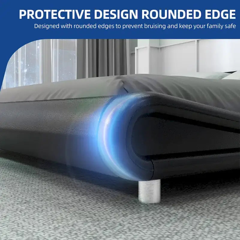 Moasis King Design Model PU Upholstered Led Bed Frame