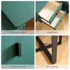 FUKAYI Faux Leather Makeup Vanity Desk Set with Stool Small Vanity Makeup Mirror Desk